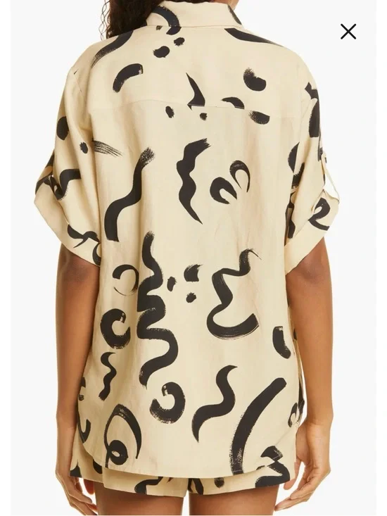 Alemais Brushstroke Beige Short-Sleeve Shirt - Picture 3 of 4